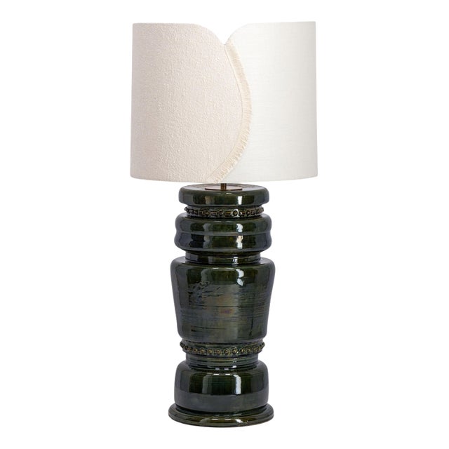 Tote Deep Green Glazed Ceramic Table Lamp by Studio Karen B For Sale