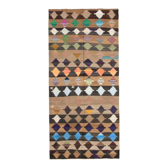 Decorative Vintage Turkish Kilim Rug - 5`1" X 11`3" For Sale