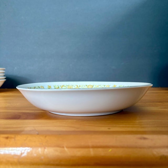 Mid-Century Modern Vintage Towne House “Spring 3094” Soup Bowls With Yellow Floral Band & Silver Trim, Sold Individually For Sale - Image 3 of 8