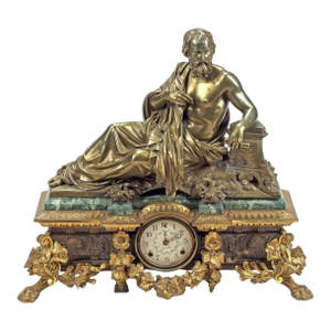 19th C, Large French Bronze & Marble Figural Aristotle , 27"h, Mantle Clock Case!!