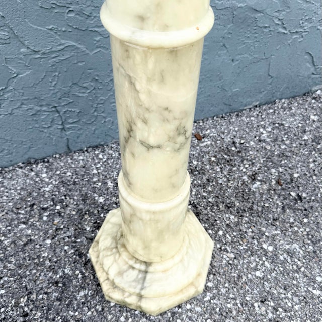 Vintage Italian Hand Carved Alabaster Pedestal For Sale In West Palm - Image 6 of 10
