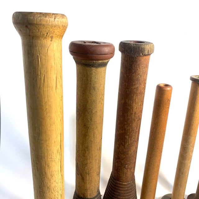 Wood Early 20th Century Industrial Wood Textile Bobbin Collection of 8 For Sale - Image 7 of 9