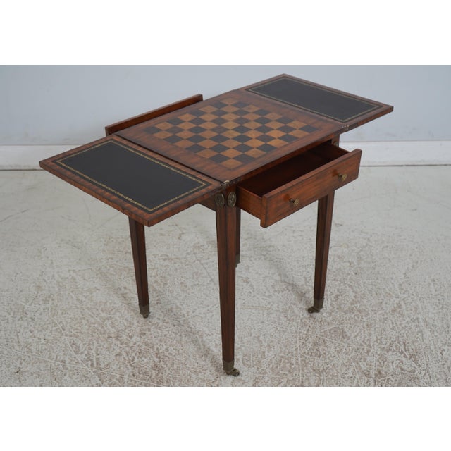 Traditional Maitland Smith Flip Top Mahogany Games Table For Sale - Image 3 of 12