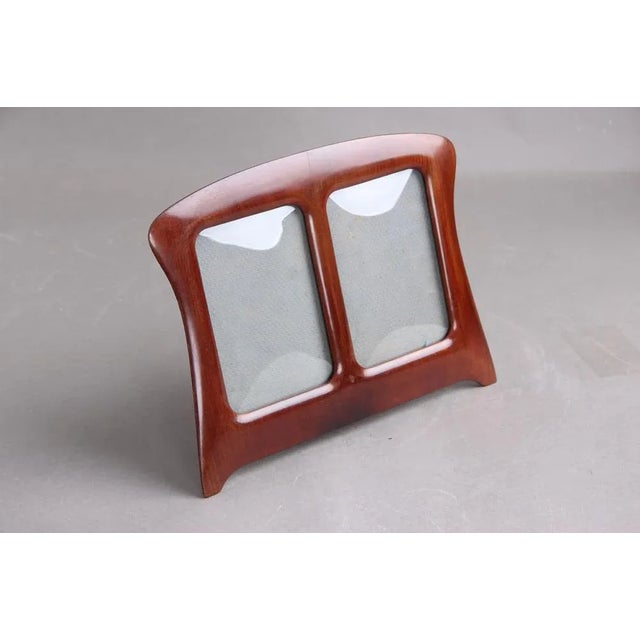 Antique Danish Picture Frame in Dark Wood and Curved Glass, 1880s For Sale - Image 3 of 5