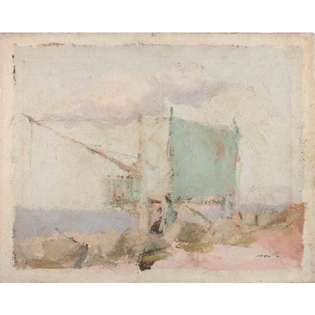 Franco Marzilli, Seaview, Oil Painting, 1970s For Sale - Image 6 of 6