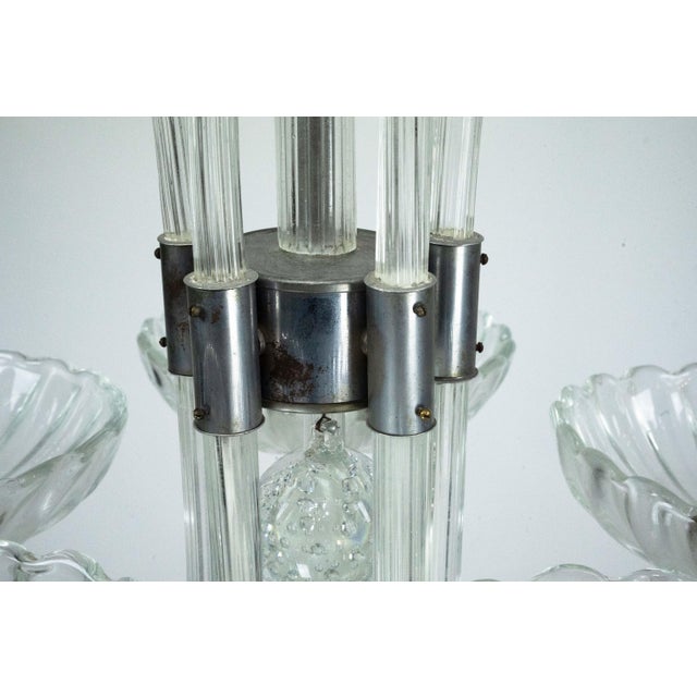 Art Deco Italian Murano Glass Five-Arm Chandelier from Seguso, 1940s For Sale - Image 12 of 16