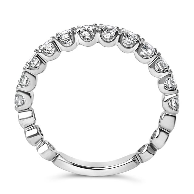 Early 21st Century 14K White Gold 1.00 Cttw Round Diamond Prong Set Wedding Band - Size 6 For Sale - Image 5 of 7