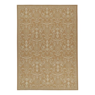 Rug & Kilim’s 18th-Century Aubusson Style Flat Weave in Brown With White Pattern For Sale
