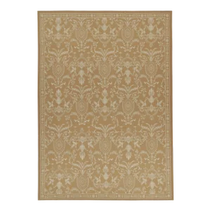 Rug & Kilim’s 18th-Century Aubusson Style Flat Weave in Brown With White Pattern