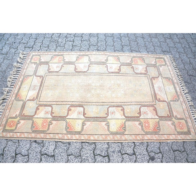 Textile Vintage Anatolian Oushak Turkish Rug For Sale - Image 7 of 11