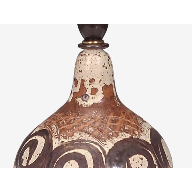 Ceramic 1970s Mid-Century Modern Tingkeramik Følle, Table Lamp, Brown and Cream Stoneware For Sale - Image 7 of 10