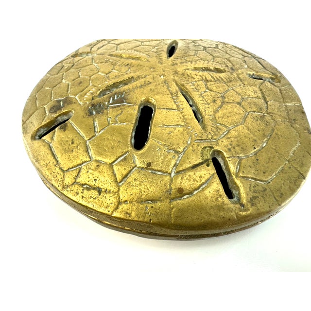 Nautical Vintage Mid Century Brass Sand Dollar Trinket Dish For Sale - Image 3 of 9