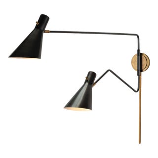 Regina Andrew Spyder Steel Sconce, Blackened Brass & Natural Brass For Sale