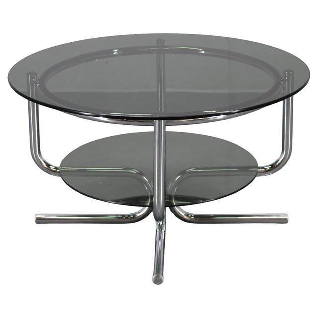 Vintage Italian Chrome Tubular Coffee Table with Smoked Glass, 1970s For Sale - Image 14 of 14