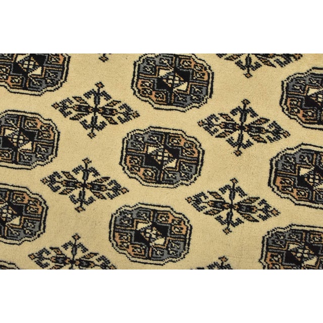Bokhara Rug 8’11” X 11’8” Beige Wool Tribal Hand-Knotted Oriental Carpet For Sale - Image 4 of 14