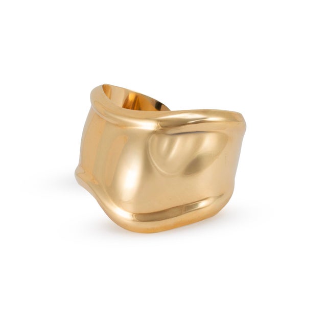 Modern Tiffany & Co. Elsa Peretti 18k Yellow Gold 43mm Small Bone Cuff Bangle Bracelet For Sale - Image 3 of 8