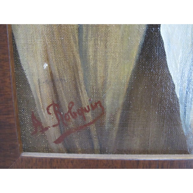 A Robquin French 1920's era oil painting on canvas, titled "Fishermen", purchased from Papillon Gallery in California....