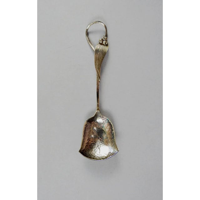 Sterling Silver Hand-Wrought Sugar Spoon, Made By Sargisons Of Hobart, Tasmania, Australia. Gum Leaf Design, In Original Box.
