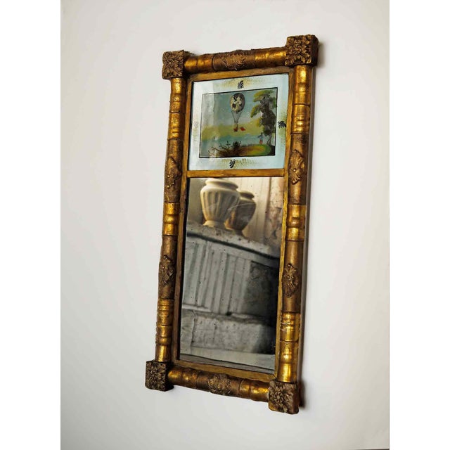 Antique Giltwood Mirror With Reverse Painted Glass For Sale In Providence - Image 6 of 6
