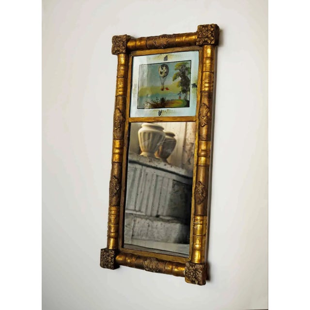 Giltwood Mirror With Reverse Painted Glass Panel For Sale In Providence - Image 6 of 6