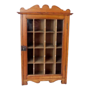 Antique American Chestnut Flavor Extracts Cabinet With Divided Sectional Interior