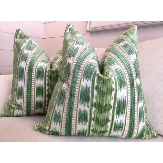 Brunschwig and Fils "Bayeaux" Velvet in Fern Down-Filled 12 x 20" Pillow - Single For Sale - Image 4 of 4