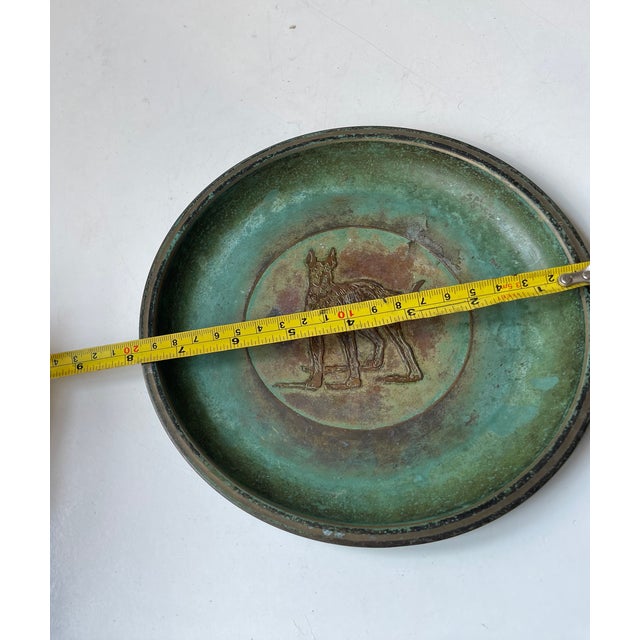 Metal Art Deco Great Dane Bronze Dish by Holger Fridericias, 1930s For Sale - Image 7 of 8