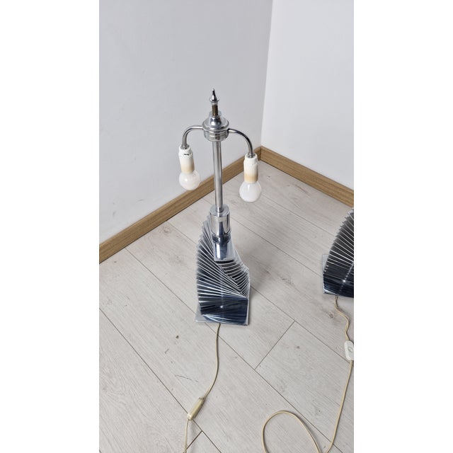 Vintage Table Lamps with Chromed Metal Frame, 1970s, Set of 2 For Sale - Image 10 of 17