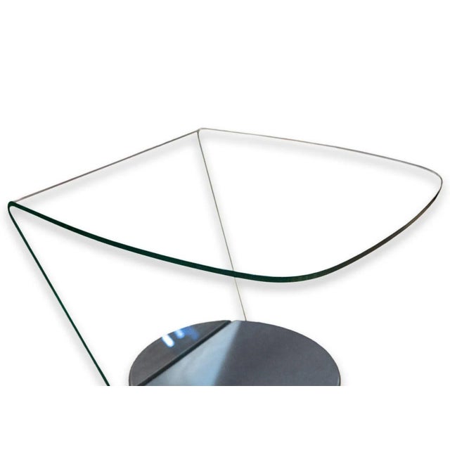 Brueton Brueton Style Curved Glass and Brushed Chrome Swivel End Side Tables - A Pair For Sale - Image 4 of 7