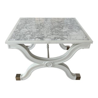 Jonathan Adler White Marble Top Accent Table For Sale