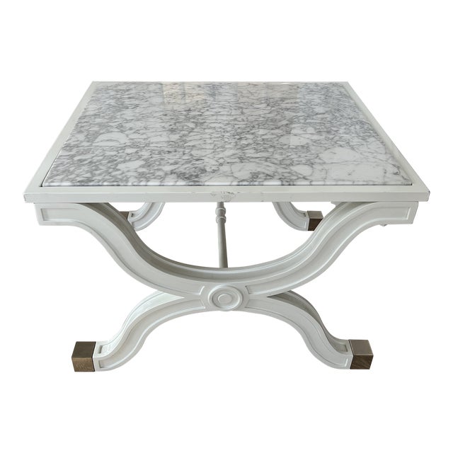 Jonathan Adler White Marble Top Accent Table For Sale