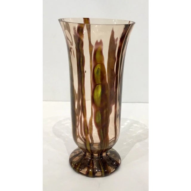 Glass Chocolate and Yellow Kralik Czech Art Glass Vase For Sale - Image 7 of 7