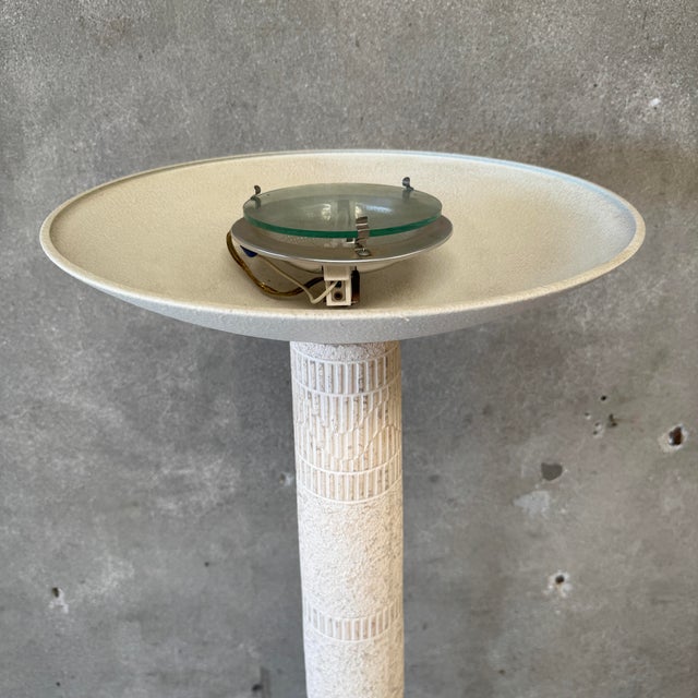 Cream 1980s Post Modern Cream Plaster Column Floor Lamp For Sale - Image 8 of 12