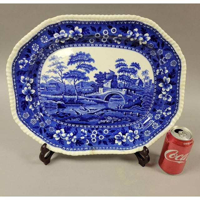A large 17" English blue transferware Copeland Spode's Tower platter. Having very deep rich blues, it is a stunning piece....
