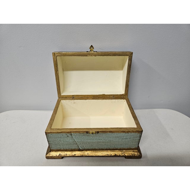 Turquoise and Gilt Italian Trinket Box For Sale - Image 9 of 12