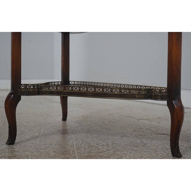 Theodore Alexander Leather Top 2 Tier Mahogany Triangle Table For Sale In Philadelphia - Image 6 of 12