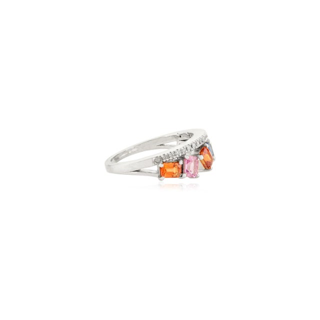 Not Yet Made - Made To Order Colorful Square Multi-Sapphire Art Deco Ring Size 6 For Sale - Image 5 of 10