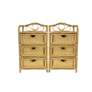 Vintage Wicker Drawers, 1980s, Set of 2 For Sale