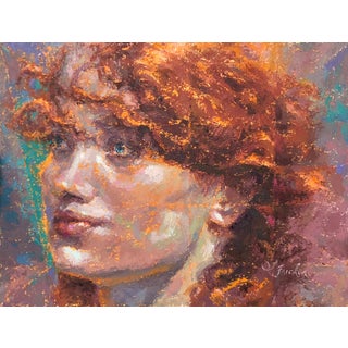 Left Unsaid by Lisa Fricker | Oil on Iron Oxide Monoprint Mounted on Panel Portrait of a woman For Sale