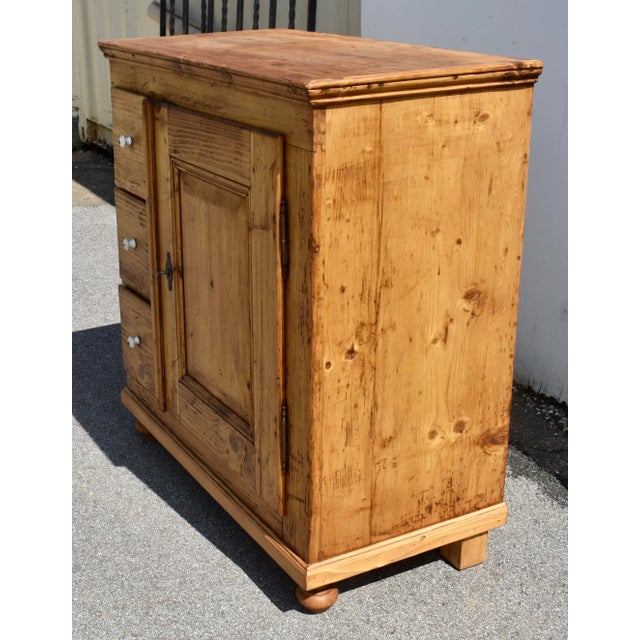 Pine Three Drawer Czech Bread Cupboard For Sale In Baltimore - Image 6 of 14