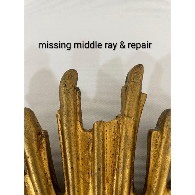 Vintage 1970s French Gilded 13.5" Sunburst Wall Mirror For Sale - Image 13 of 18