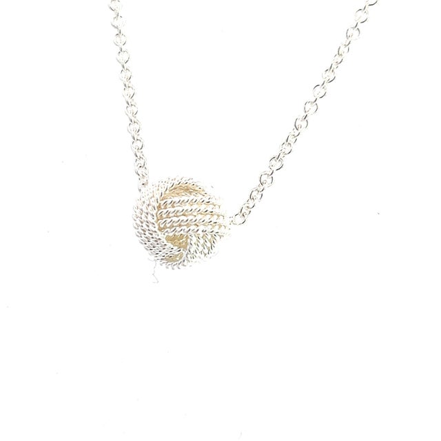 Authentic Tiffany & Co Love Knot Necklace 17" Sterling Silver Estate TIF943 This elegant Authentic Tiffany & Co necklace...
