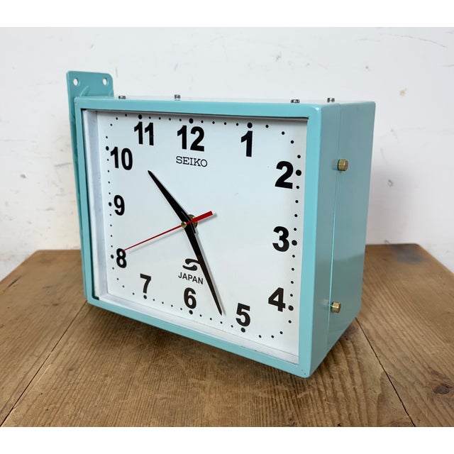 Vintage Blue Seiko Maritime Double-Sided Wall Clock, 1970s For Sale - Image 9 of 18