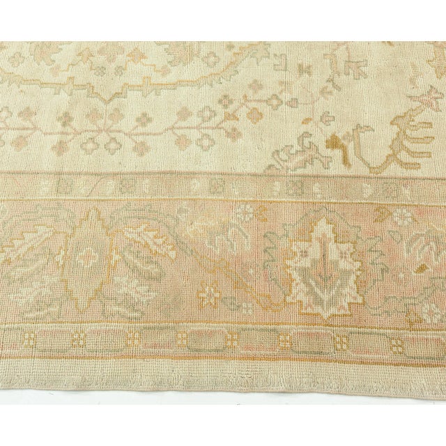 Antique Turkish Oushak Rug For Sale - Image 4 of 7
