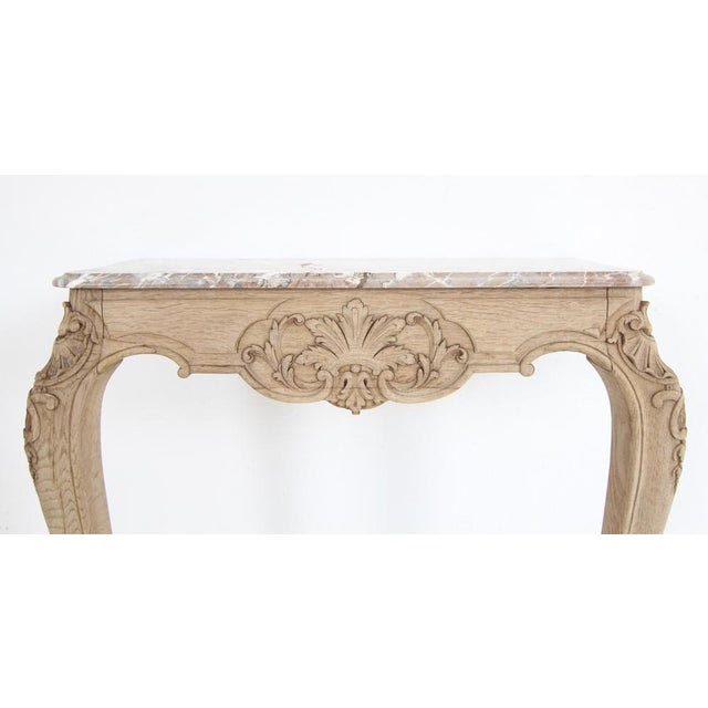 Small Louis XV Oak and Marble Top Console Table, 1920s For Sale - Image 10 of 18