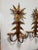 Mid 20th Century Pair, Mid Century Italian Gilt Metal Leaf Starburst Three Arm Candle Sconces For Sale - Image 5 of 9
