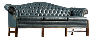 Vintage Tufted Leather Chesterfield Sofa in Blue
