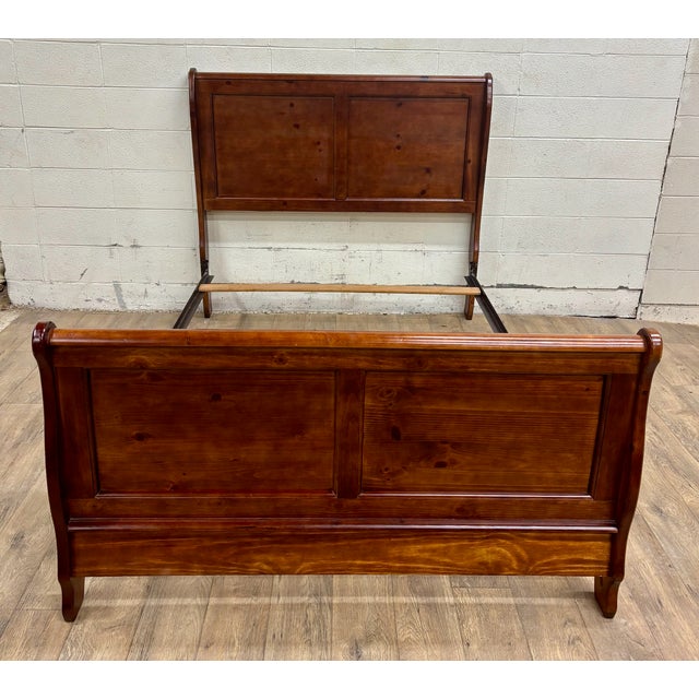 Wood Vintage Progressive Furniture Full Size Louis Philippe Style Sleigh Bed For Sale - Image 7 of 12