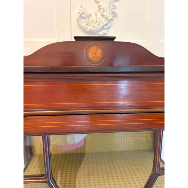 Antique Edwardian Inlaid Mahogany Display Cabinet Bookcase Glazed Cabinet, 1900 For Sale - Image 9 of 12