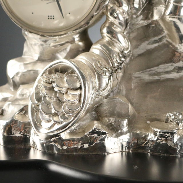 Silver-Plate Sculpture Clock from Ottaviani Manufacture For Sale - Image 6 of 8
